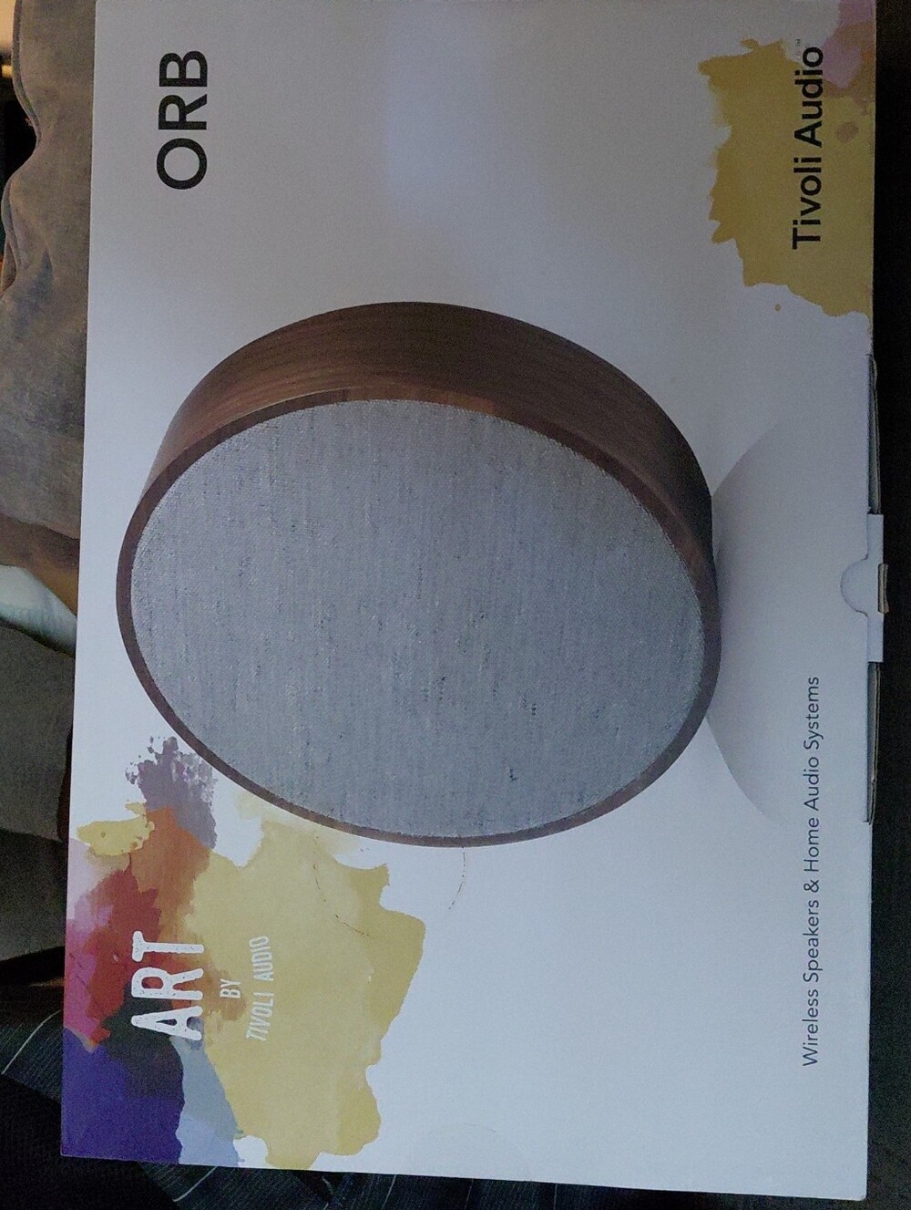 Tivoli Orb Portable Speaker in Wood and Light Gray Fabric